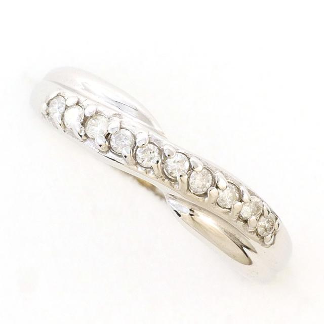 K18 18金 WG ホワイトゴールド リング・指輪 6号 ダイヤ 0.10ct 総重量約1.2g 中古ジュエリー