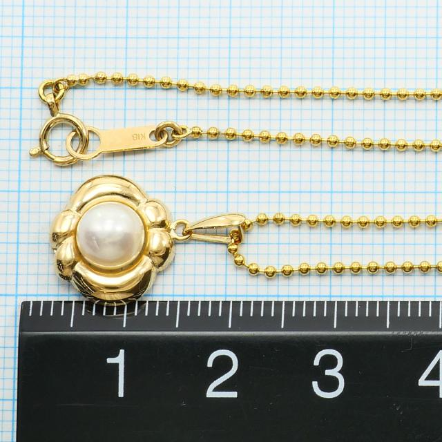 K18 18金 YG 黄色ゴールド 首飾り パール 総掛け目約3.0g 約40糎 中古宝飾品