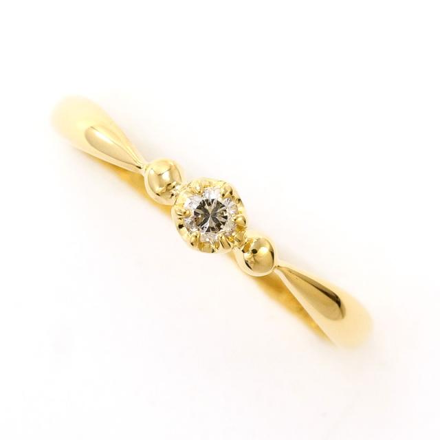 K18 18金 YG イエローゴールド リング・指輪 12.5号 ダイヤ 0.07ct 総重量約1.1g 中古ジュエリー