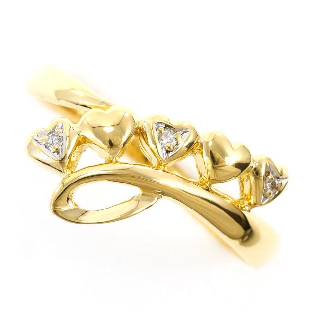 K18 18金 YG イエローゴールド リング・指輪 12号 ダイヤ 0.02ct 総重量約1.8g 中古ジュエリー