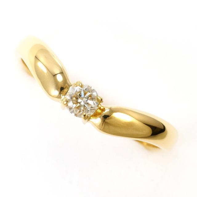 K18 18金 YG イエローゴールド リング・指輪 11号 ダイヤ 0.13ct 総重量約2.0g 中古ジュエリー