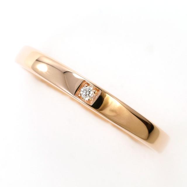 K10 10金 PG ピンクゴールド リング・指輪 15.5号 ダイヤ 0.01ct 総重量約2.2g 中古ジュエリー