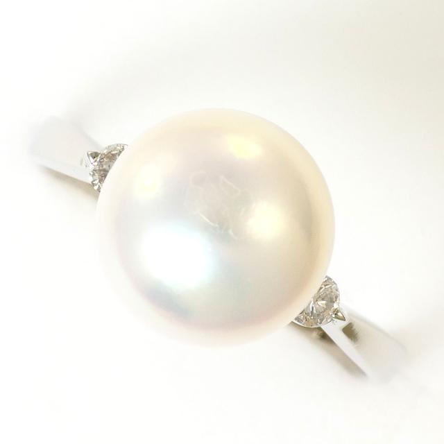 PT900 プラチナ リング・指輪 10.5号 パール ダイヤ 0.10 ct 総重量約3.5g 中古ジュエリー