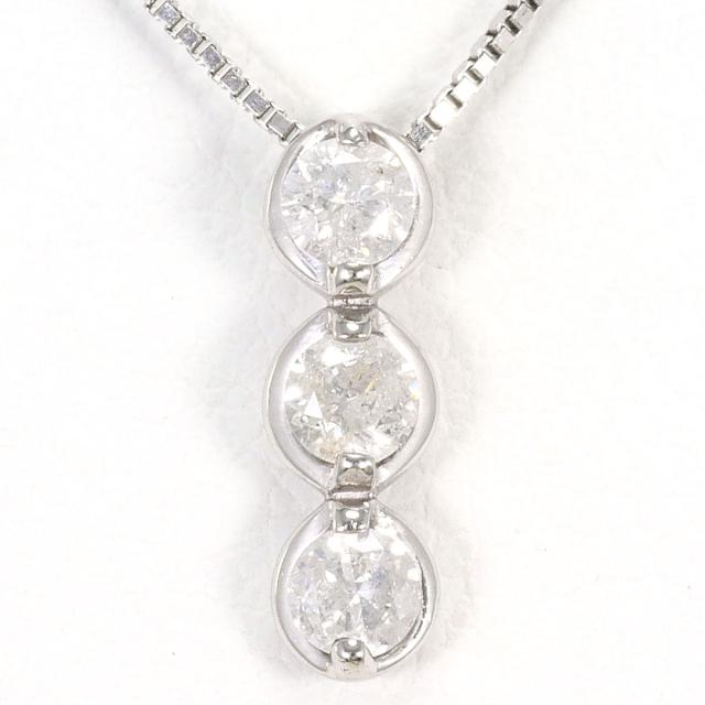 K18 18金 WG ホワイトゴールド ネックレス ダイヤ 0.25ct 総重量約1.6g 