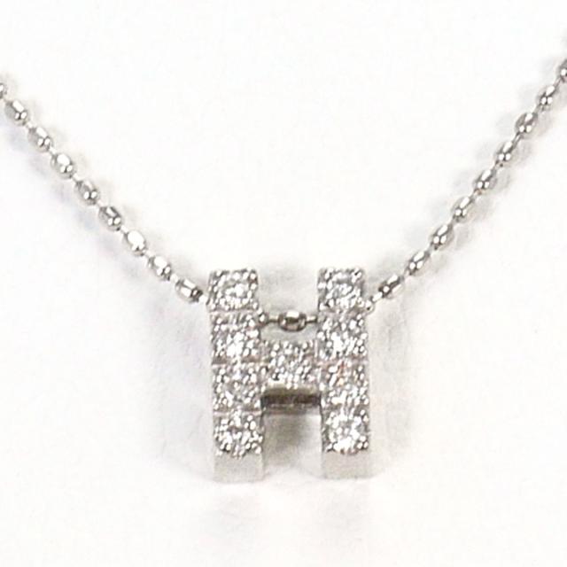 K18 18金 WG ホワイトゴールド ネックレス ダイヤ 0.06ct 総重量約1.9g 約40cm 中古ジュエリー
