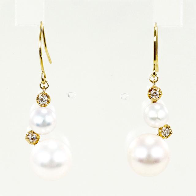 通常価格より15%OFF K10 10金 YG イエローゴールド ピアス パール ダイヤ 0.02ct 総重量約2.0g 中古ジュエリー