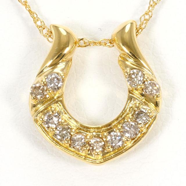 K18 18金 YG イエローゴールド ネックレス ダイヤ 0.2ct 総重量約1.9g 約41cm 中古ジュエリー