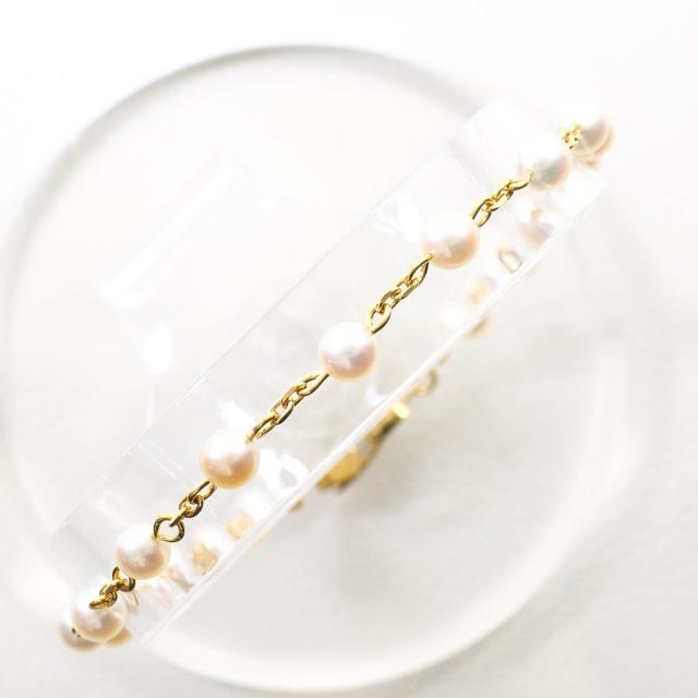 K18 18金 YG イエローゴールド ブレスレット パール 総重量約3.2g 約19cm 中古ジュエリー