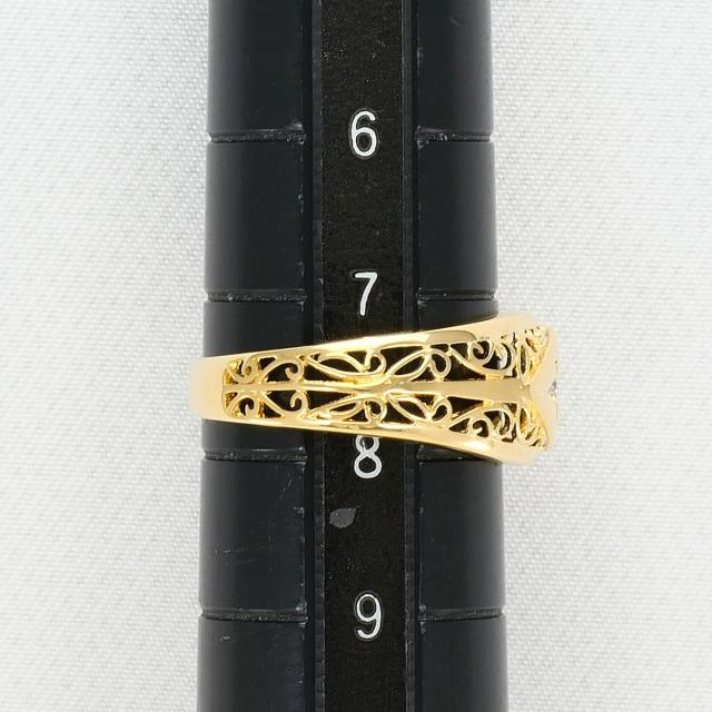 K18 18金 YG イエローゴールド リング・指輪 7.5号 ダイヤ 0.05ct 総重量約2.1g 中古ジュエリー_6