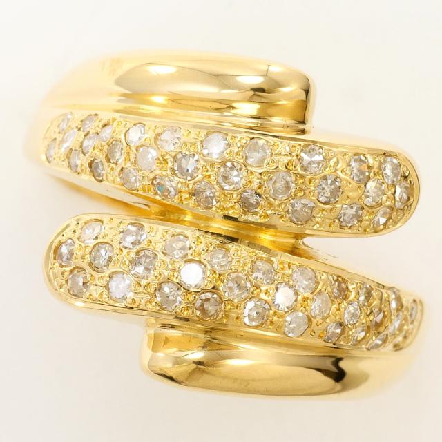 K18 18金 YG イエローゴールド リング・指輪 18号 ダイヤ 0.50ct 鑑別書 総重量約5.3g 中古ジュエリー