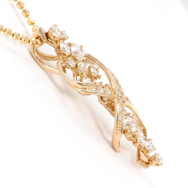 K18 18金 PG ピンクゴールド ネックレス ダイヤ 1.12 ct 鑑別書 総重量約6.8g 約39cm 中古ジュエリー_1