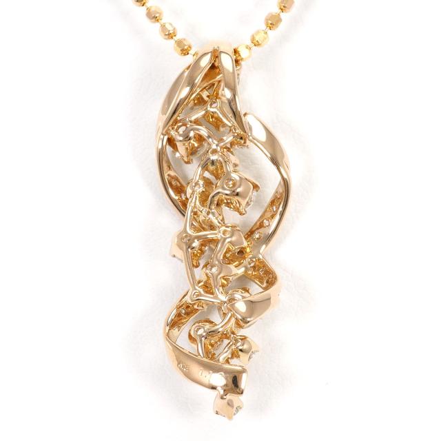 K18 18金 PG ピンクゴールド ネックレス ダイヤ 1.12 ct 鑑別書 総重量約6.8g 約39cm 中古ジュエリー_2