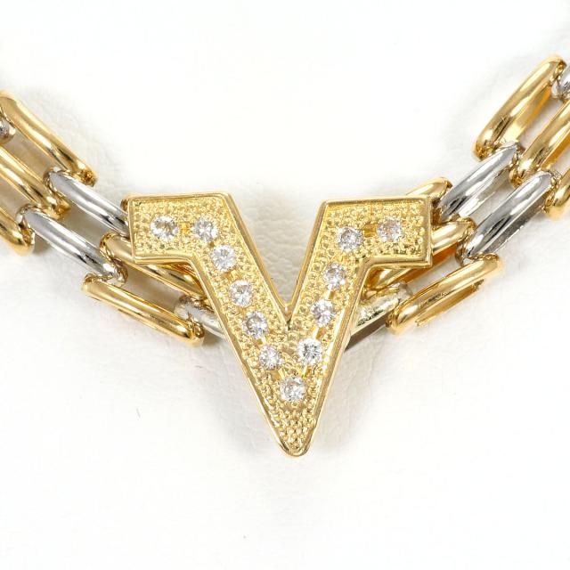 【通常価格より15%OFF】PT900 プラチナ K18 18金 YG イエローゴールド ネックレス ダイヤ 0.12ct 鑑別書 総重量約34.6g 約43cm 中古ジュエリー