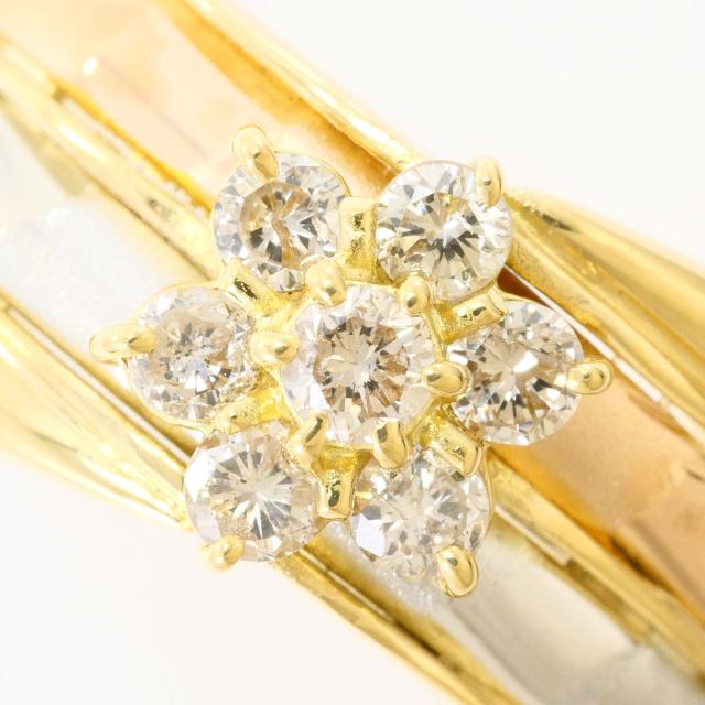K18 18金 YG イエローゴールド PT900 プラチナ リング・指輪 12.5号 ダイヤ 鑑別書 総重量約4.8g 中古ジュエリー_1