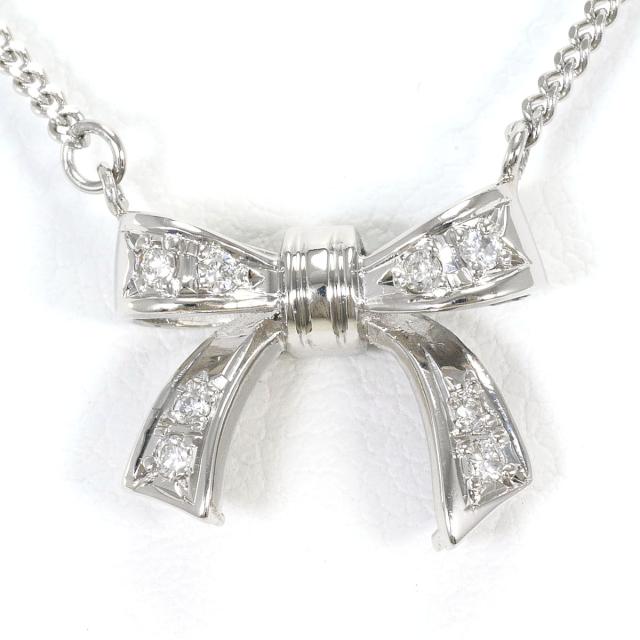 PT プラチナ PT850 プラチナ ネックレス ダイヤ 0.08 ct 鑑別書 総重量約5.3g 約40cm 中古ジュエリー