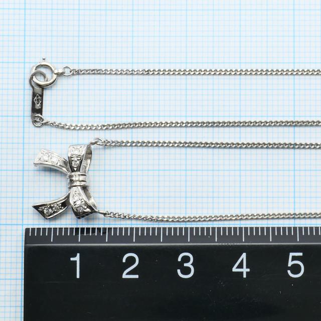 PT プラチナ PT850 プラチナ ネックレス ダイヤ 0.08 ct 鑑別書 総重量約5.3g 約40cm 中古ジュエリー_4