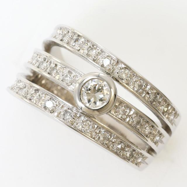 PT900 プラチナ リング・指輪 4.5号 ダイヤ 0.33 ct 鑑別書 総重量約5.3g 中古ジュエリー