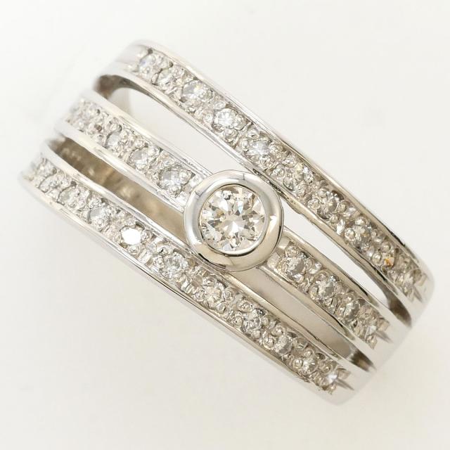 PT900 プラチナ リング・指輪 9号 ダイヤ 0.33 ct 鑑別書 総重量約5.2g 中古ジュエリー