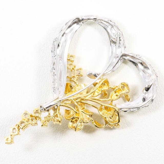 PT900 プラチナ K18 18金 YG イエローゴールド ブローチ ダイヤ 1.04ct