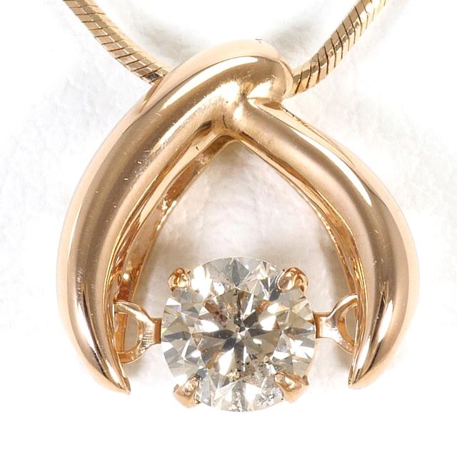 K18 18金 PG ピンクゴールド ネックレス ダイヤ 0.30ct 鑑別書 総重量約3.5g 約45cm 中古ジュエリー