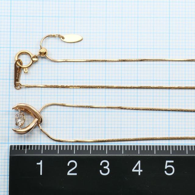 K18 18金 PG ピンクゴールド ネックレス ダイヤ 0.30ct 鑑別書 総重量約3.5g 約45cm 中古ジュエリー_4