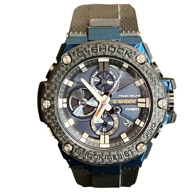 カシオ G-SHOCK 腕時計 総重量約108g SS ラバー ソーラー ネイビー文字盤 GST-B100 メンズ 【中古】