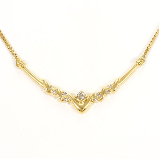 【通常価格より15%OFF】K18 18金 YG イエローゴールド ネックレス ダイヤ 0.12ct 鑑別書 総重量約4.0g 約43cm 中古ジュエリー