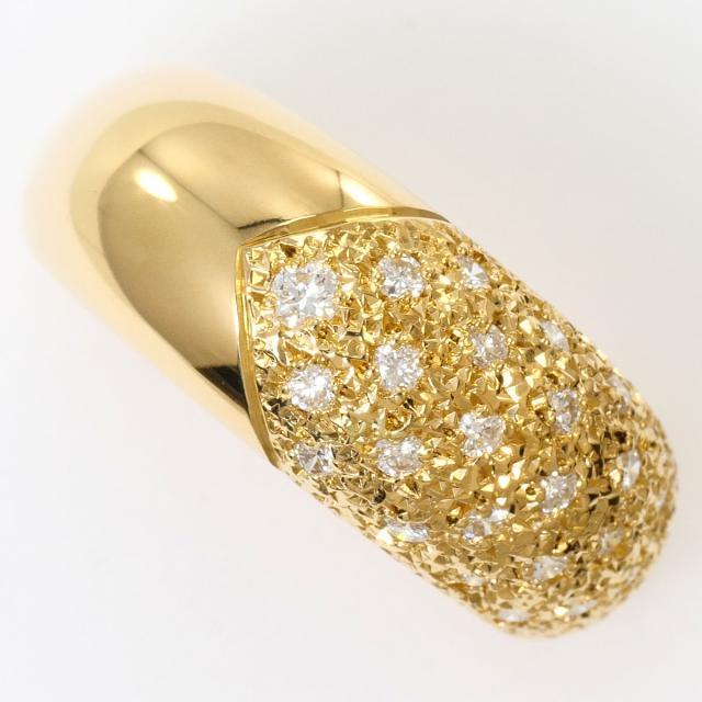 K18 18金 YG イエローゴールド リング・指輪 13号 ダイヤ 0.34ct 鑑別書 総重量約9.9g 中古ジュエリー