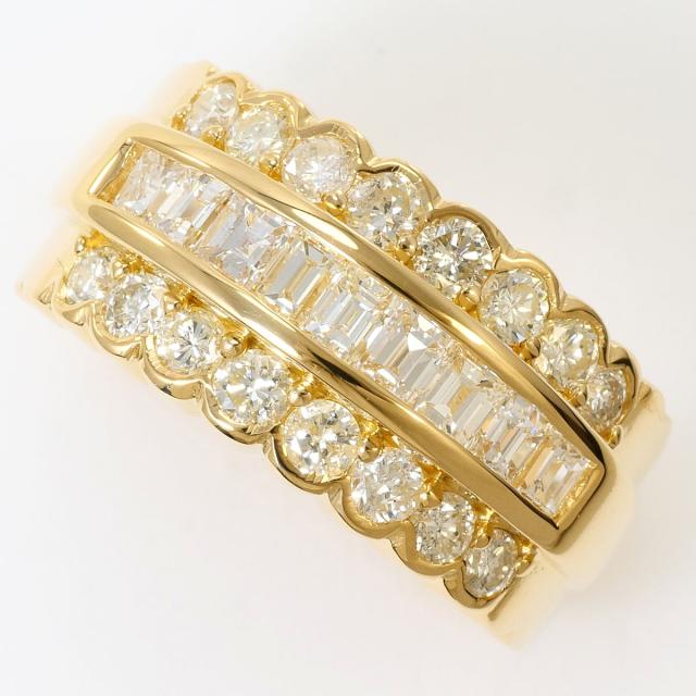 K18 18金 YG イエローゴールド リング・指輪 12.5号 ダイヤ 1.50ct 鑑別書 総重量約7.2g 中古ジュエリー