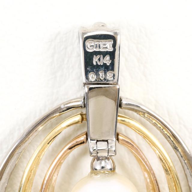 【通常価格より20%OFF】IEI K14 14金 YG イエローゴールド ペンダントトップ パール ダイヤ 0.12 ct 総重量約3.4g 中古ジュエリー