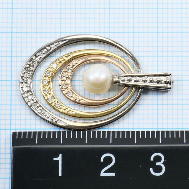 【通常価格より20%OFF】IEI K14 14金 YG イエローゴールド ペンダントトップ パール ダイヤ 0.12 ct 総重量約3.4g 中古ジュエリー