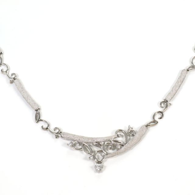 田村俊一 K18 18金 WG ホワイトゴールド ネックレス ダイヤ 0.32ct 総重量約20.8g 約44cm 中古ジュエリー