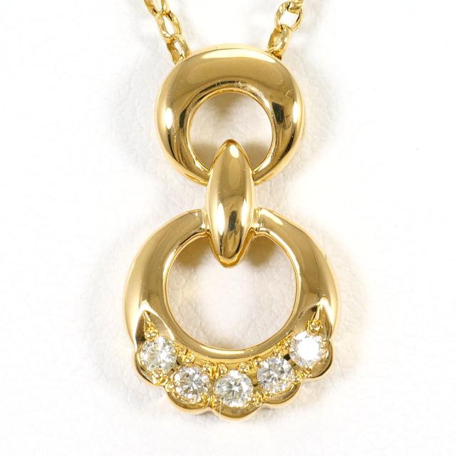 K18 18金 YG イエローゴールド ネックレス ダイヤ 0.15ct 鑑別書 総重量約3.5g 約47cm 中古ジュエリー