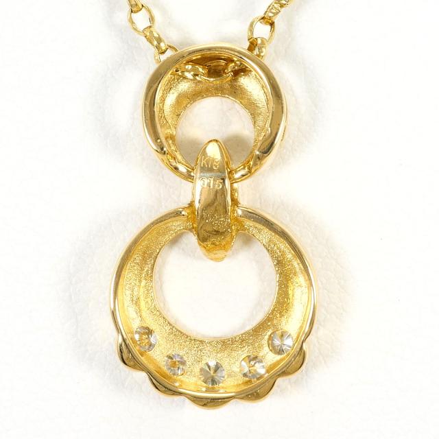 K18 18金 YG イエローゴールド ネックレス ダイヤ 0.15ct 鑑別書 総重量約3.5g 約47cm 中古ジュエリー_2