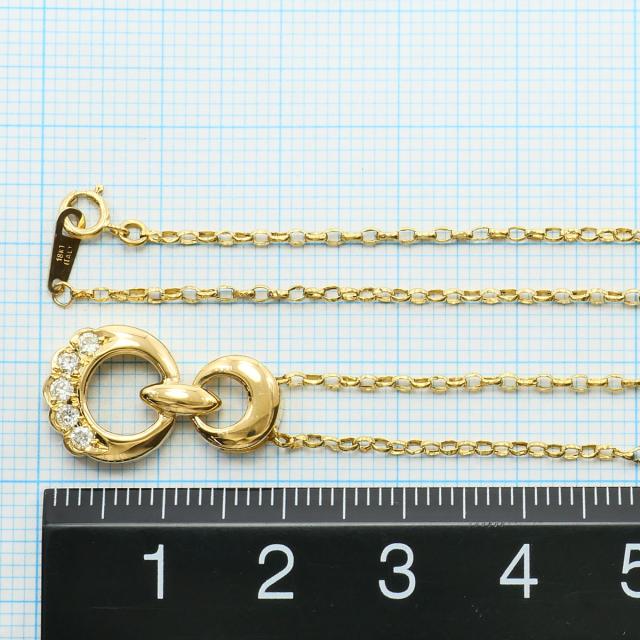 K18 18金 YG イエローゴールド ネックレス ダイヤ 0.15ct 鑑別書 総重量約3.5g 約47cm 中古ジュエリー_4