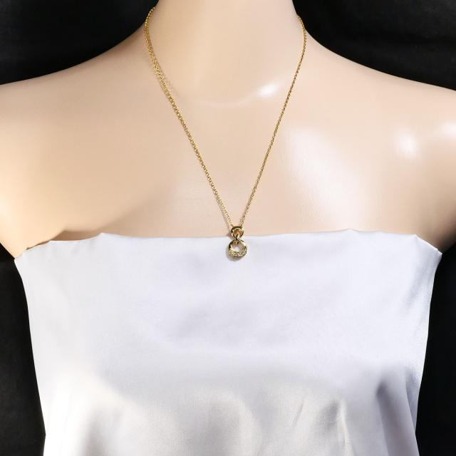 K18 18金 YG イエローゴールド ネックレス ダイヤ 0.15ct 鑑別書 総重量約3.5g 約47cm 中古ジュエリー_5