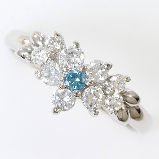 PT900 プラチナ リング・指輪 12.5号 ブルーダイヤ ダイヤ 0.50 ct 総重量約3.8g 中古ジュエリー
