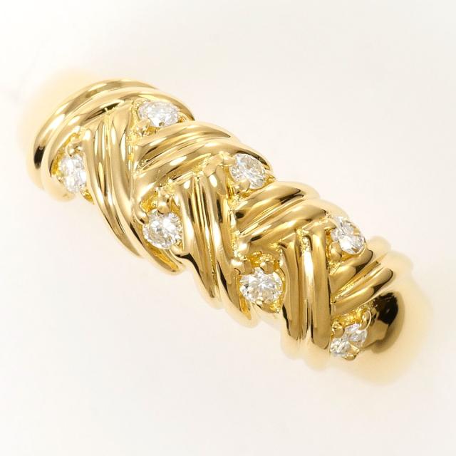 【通常価格より15%OFF】セイコージュエリー K18 18金 YG イエローゴールド リング・指輪 8号 ダイヤ 0.14ct 総重量約5.8g 中古ジュエリー