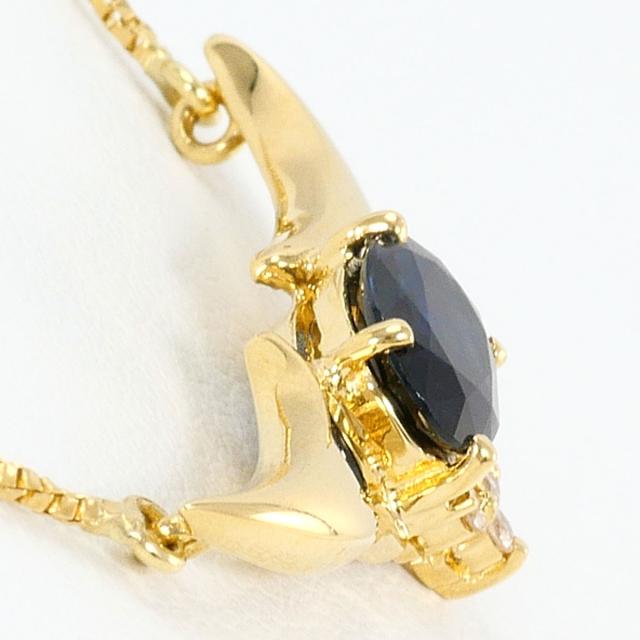 K18 18金 YG イエローゴールド ネックレス サファイア 0.85 ct ダイヤ 0.05 ct カード鑑別書 総重量約3.5g 約41cm ジュエリー 中古_1