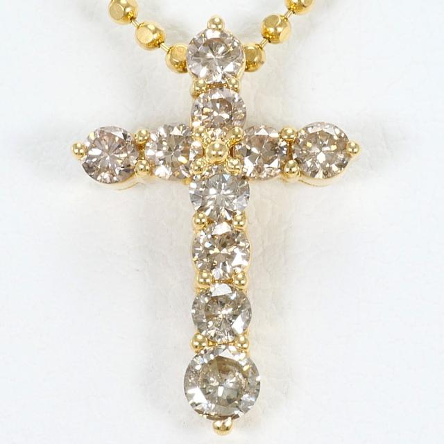 【通常価格より10%OFF】K18 18金 YG イエローゴールド ネックレス ブラウンダイヤ 0.50 ct カード鑑別書 総重量約3.2g 約40cm ジュエリー 中古