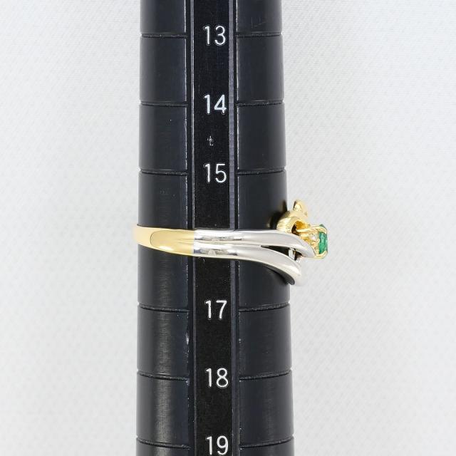 PT850 プラチナ K18 18金 YG イエローゴールド リング・指輪 16号 エメラルド 0.16ct ダイヤ 0.03ct 総重量約3.1g ジュエリー 中古_6