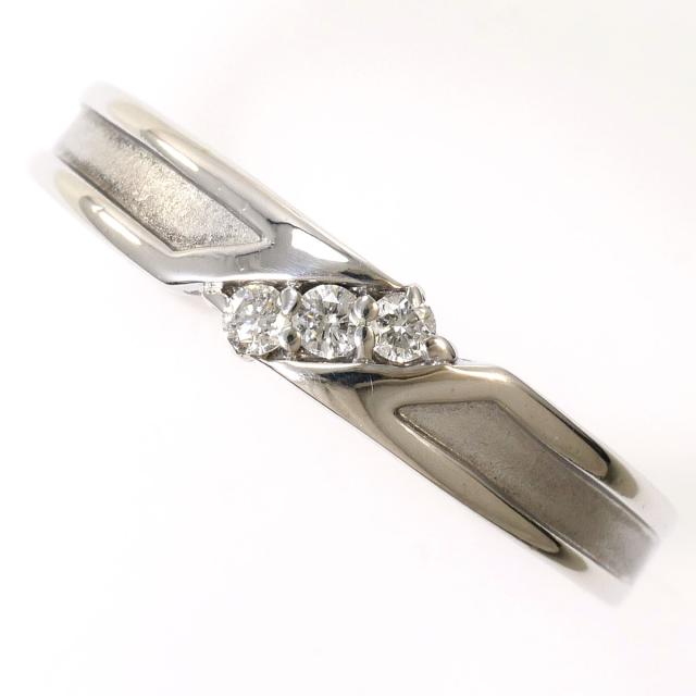 K14 14金 WG ホワイトゴールド リング・指輪 16号 ダイヤ 0.09ct 総 