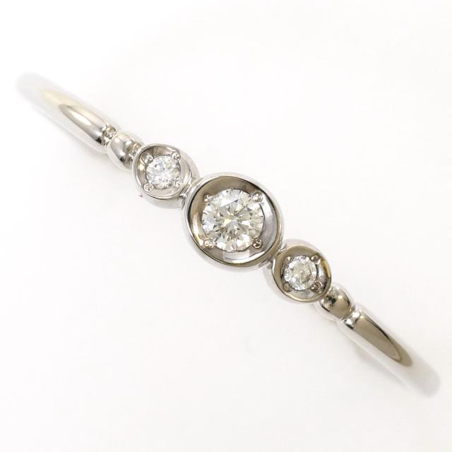 K10 10金 WG ホワイトゴールド リング・指輪 19号 ダイヤ 0.05ct 総重量約1.6g ジュエリー 中古