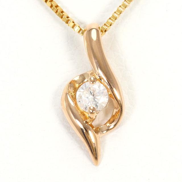 K14 14金 YG イエローゴールド ネックレス ダイヤ 0.07ct 総重量約1.3g 約40cm ジュエリー 中古