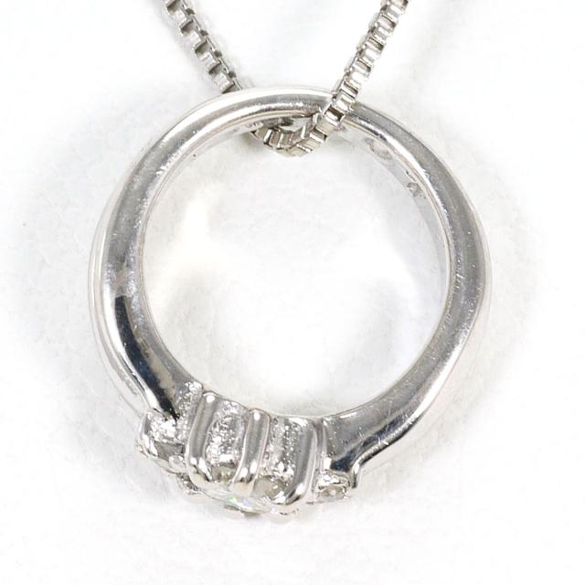 K18 18金 WG ホワイトゴールド ネックレス ダイヤ 0.07ct 総重量約2.3g 約45cm ジュエリー 中古