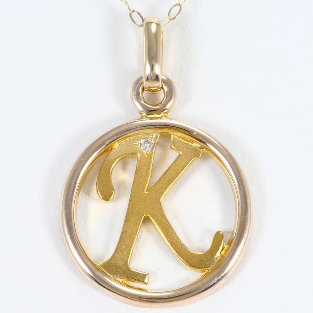 K10 10金 YG イエローゴールド ネックレス ダイヤ 0.006ct 総重量約3.8g 約39cm ジュエリー 中古