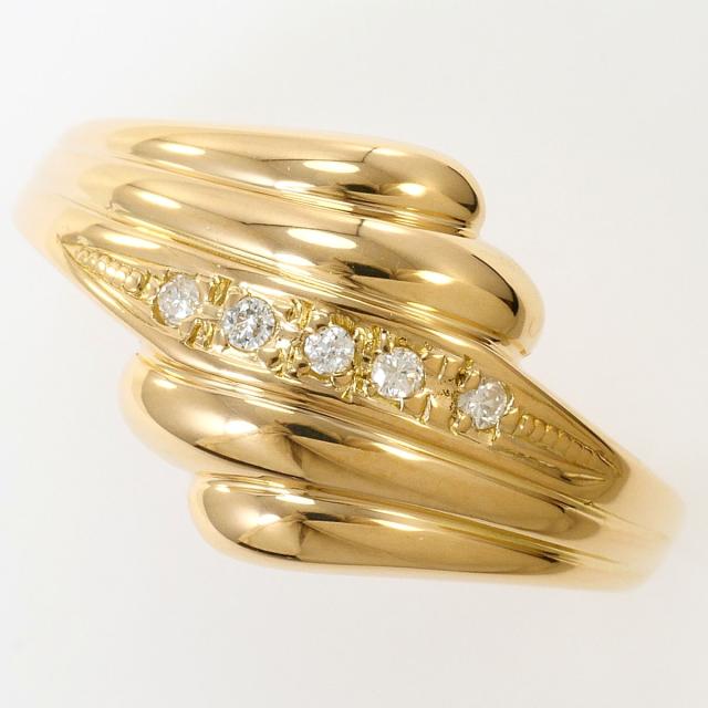 K18 18金 YG イエローゴールド リング・指輪 9.5号 ダイヤ 0.05ct 総重量約2.7g ジュエリー 中古