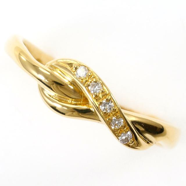 K18 18金 YG イエローゴールド リング・指輪 5.5号 ダイヤ 0.03ct 総重量約1.7g ジュエリー 中古