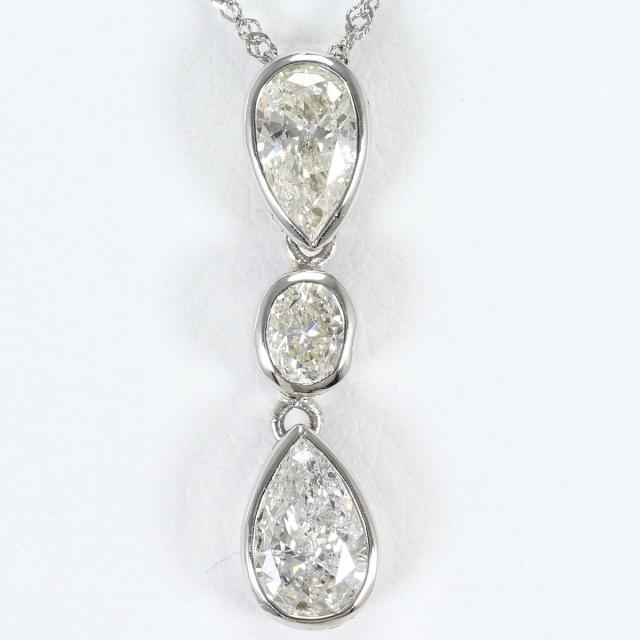 PT900 プラチナ PT850 プラチナ ネックレス ダイヤ 0.80 ct ダイヤ 0.20 ct 鑑別書 総重量約2.6g 約40cm ジュエリー 中古