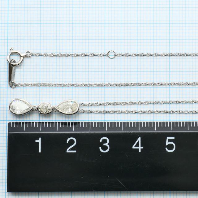 PT900 プラチナ PT850 プラチナ ネックレス ダイヤ 0.80 ct ダイヤ 0.20 ct 鑑別書 総重量約2.6g 約40cm ジュエリー 中古_5